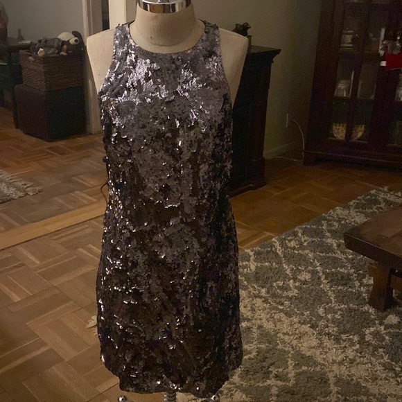 NWOT Mikael Aghal from Bergdorf Goodman  100% silk gorgeous sequin dress. - Picture 5 of 14